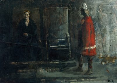 ガンヒルド女王がエリック・エリクソネンの訃報を受け取る 作： Christian Krohg