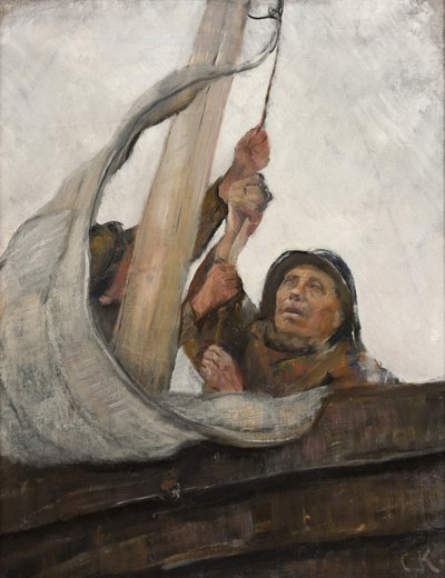 帆の設定、1900年頃 作： Christian Krohg