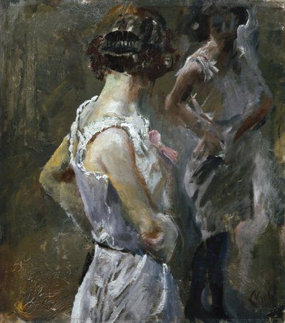 トイレ（キャンバスに油彩） 作： Christian Krohg