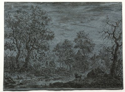 牛とヤギがいる手前の小さな川 作： Christian Ludwig von Hagedorn