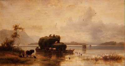 農民とヘイバージェンのいる湖の風景 作： Christian Mali