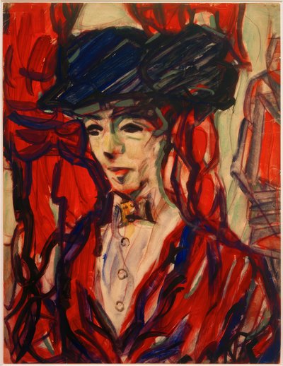 帽子の女性の肖像画 作： Christian Rohlfs