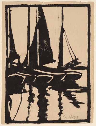港のヨット、1905-1910。 作： Christian Rohlfs