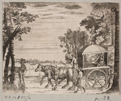 ヨーロッパの旅行者と牛車 作： Christian Rothgiesser