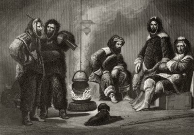 ドクターエリシャケントケイン（1820-57）による「北極圏探検1853年、54、55年」の第1巻から、J。マクゴフィンによって刻まれたブリッグでの生活、フィラデルフィア、1856年 作： Christian Schussele