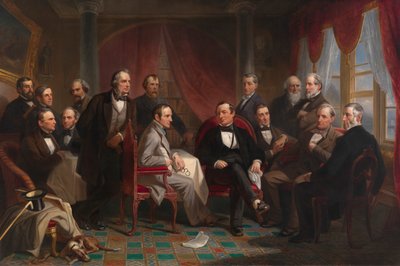 1864年、サニーサイドでのワシントン・アーヴィングと彼の文学仲間。 作： Christian Schussele