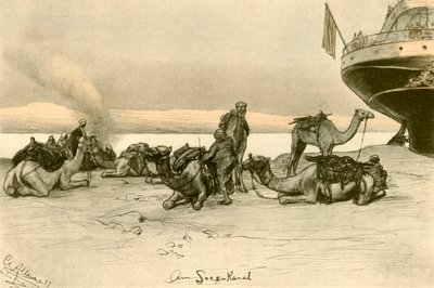 スエズ運河にて、1898年。 作： Christian Wilhelm Allers
