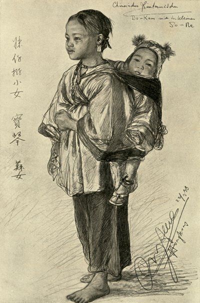 Bo-Kam and So-Ne - 中国の女の子、香港、1898 年。 作： Christian Wilhelm Allers