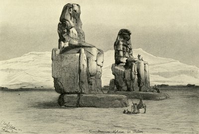 1898年、エジプト、テーベのメムノンの巨像。 作： Christian Wilhelm Allers