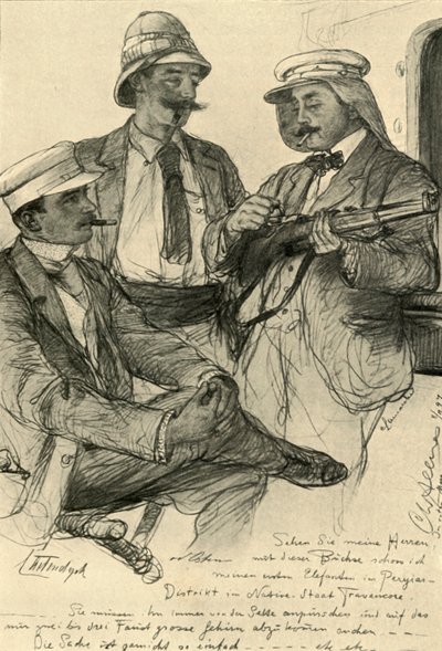 船に乗るヨーロッパ人、1898年。 作： Christian Wilhelm Allers
