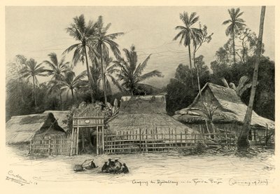 1898 年、ジャワ島スマランのジョンブラング近くのカンポン。 作： Christian Wilhelm Allers