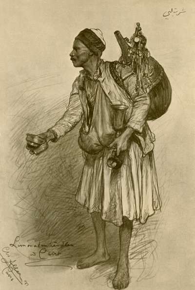 レモネードの売り手、エジプト、カイロ、1898 年。 作： Christian Wilhelm Allers
