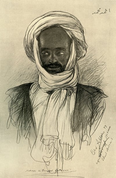 蒸気船「ハタソー」に乗船する男性、エジプト、1898年。 作： Christian Wilhelm Allers