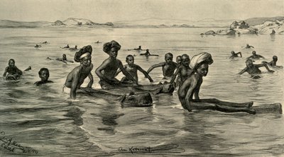 1898 年、エジプト、第一白内障のナイル川にいる男性。 作： Christian Wilhelm Allers