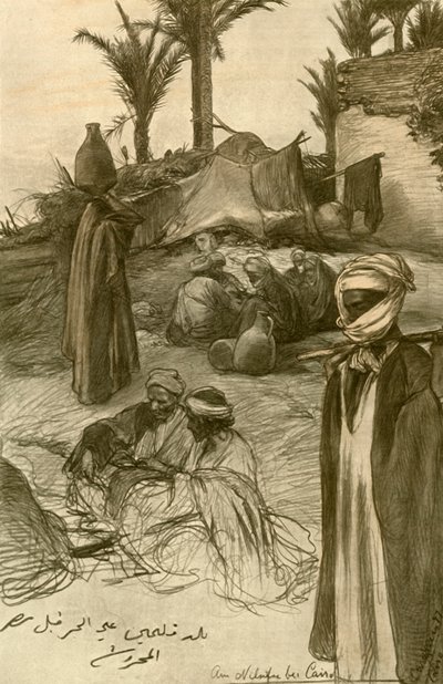 カイロのナイル川のほとり、1898年。 作： Christian Wilhelm Allers