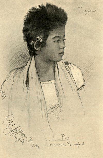 パオ - 十代の少女、バンコク、1898年。 作： Christian Wilhelm Allers