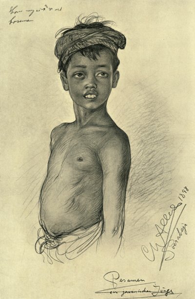 ペサメン - ジャワのスルバヤ出身の少年、1898年。 作： Christian Wilhelm Allers