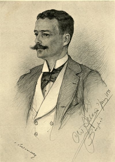 男性の肖像画、バンコク、1898 年。 作： Christian Wilhelm Allers