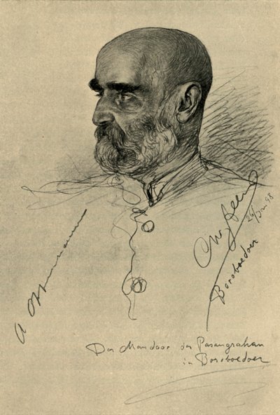 男性の肖像、ボロブドゥール寺院、マゲラン、ジャワ、1898 年。 作： Christian Wilhelm Allers