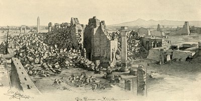 1898 年、エジプト、カルナックの廃墟となった神殿。 作： Christian Wilhelm Allers