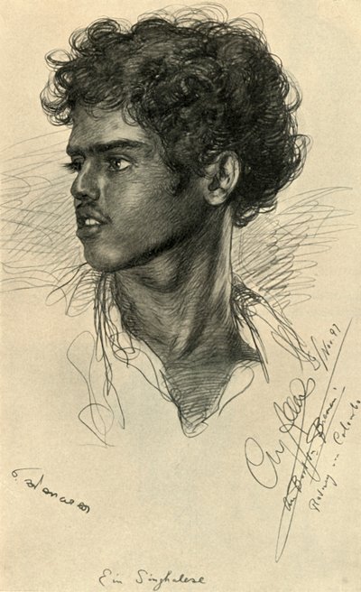 シンハラ人、コロンボ、セイロン、1898年。 作： Christian Wilhelm Allers
