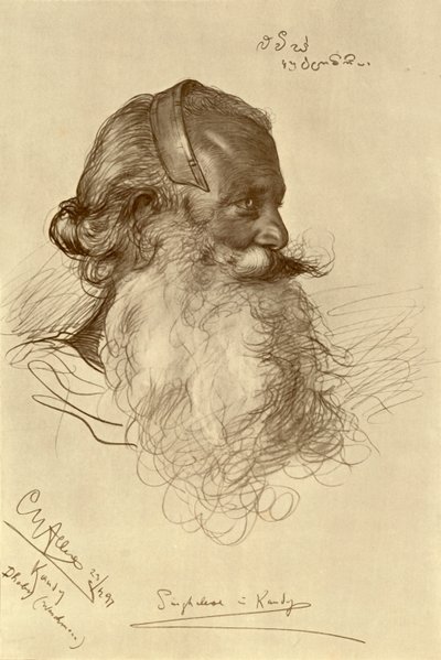 シンハラ人の洗濯屋、キャンディ、セイロン、1898年。 作： Christian Wilhelm Allers