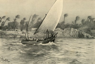 1898年、エジプト、ナイル川の北からの嵐。 作： Christian Wilhelm Allers