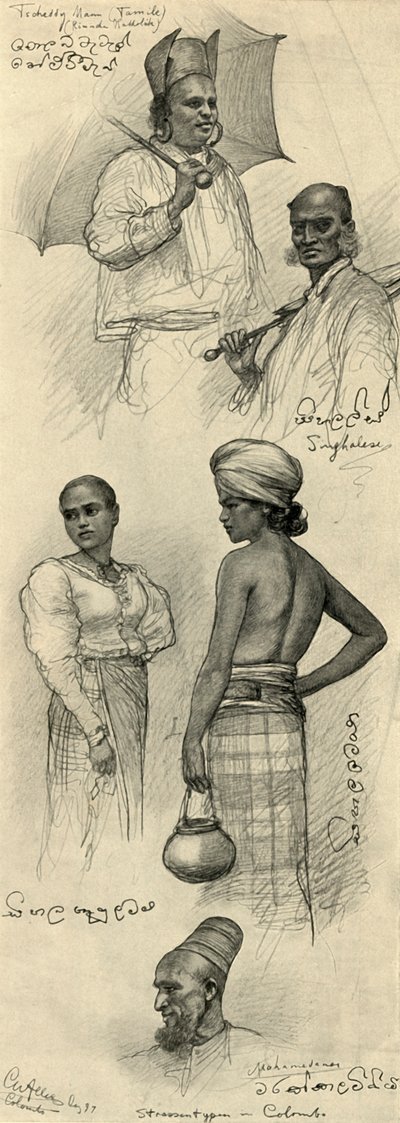 人々の研究、コロンボ、セイロン、1898年。 作： Christian Wilhelm Allers