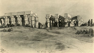 寺院の遺跡、ルクソール、エジプト、1898 年。 作： Christian Wilhelm Allers