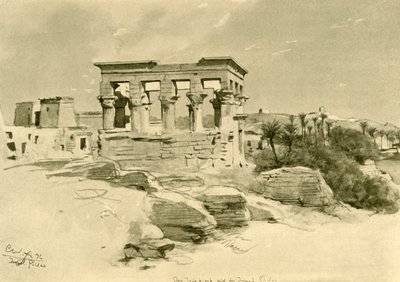 1898年、エジプトのフィラエ島にあるイシス神殿とトラヤヌスのキオスク。 作： Christian Wilhelm Allers