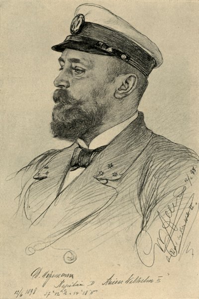 「カイザー ヴィルヘルム 2 世」の艦長、1898 年。 作： Christian Wilhelm Allers