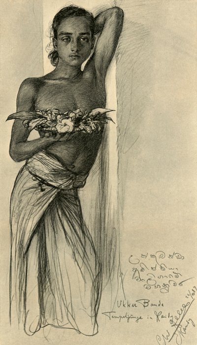 ウック・バンダ、寺院の若者、キャンディ、セイロン、1898年。 作： Christian Wilhelm Allers