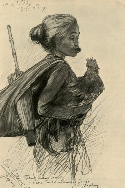 タバコをかむ女性、マゲラン、ジャワ、1898年。 作： Christian Wilhelm Allers
