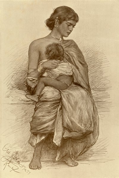 若い母親、キャンディ、セイロン、1898年。 作： Christian Wilhelm Allers