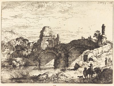 廃墟と橋のある風景 作： Christian Wilhelm Ernst Dietrich