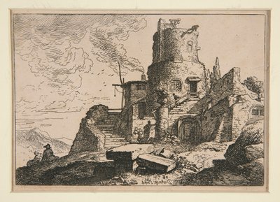 塔のある風景 作： Christian Wilhelm Ernst Dietrich
