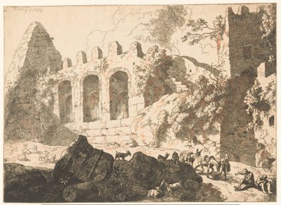 遺跡とピラミッドのある風景 作： Christian Wilhelm Ernst Dietrich