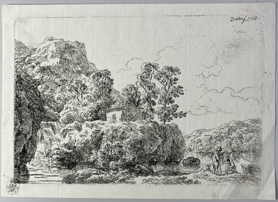 小川のそばの岩の上の小屋 作： Christian Wilhelm Ernst Dietrich
