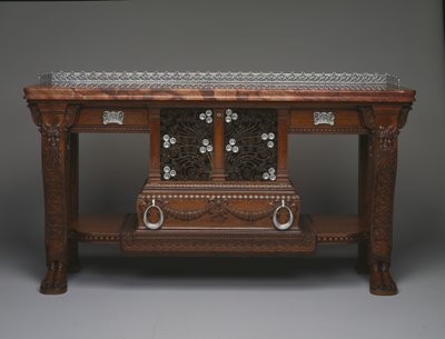 ヴァンダービルトコンソール、c.1881-1882（オーク、大理石、銀食器、ブロンズ） 作： Christian and Gustave  Herter