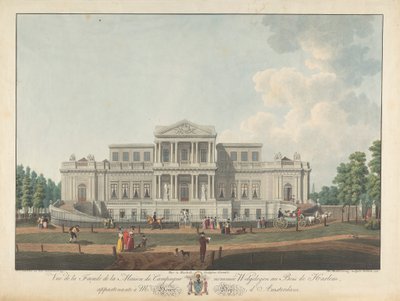 Welgelegen: Vista da fachada da casa de campo chamada Welgelegen em Harlem Wood, pertencente ao Sr. Henry Hope de Amsterdã 作： Christian von Mechel