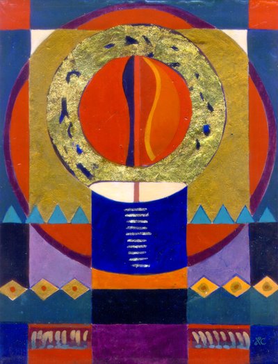 Eternal Flame, c. 2004（ジェッソ加工パネルにエッグテンペラ、金箔） 作： Christina Saj