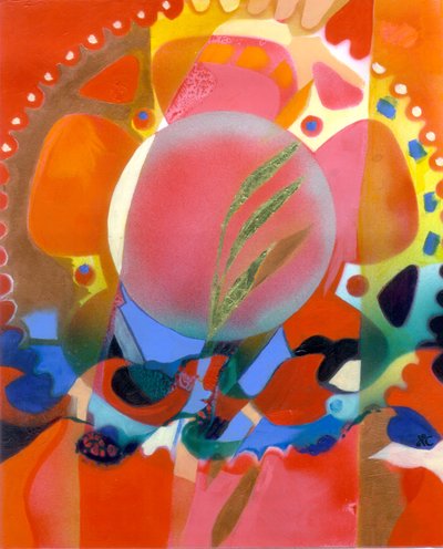 Hope, c. 2009 (パネルにアクリル、金箔) 作： Christina Saj