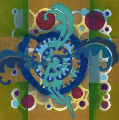 瞑想17》2017年頃（パネルにアクリル画） 作： Christina Saj