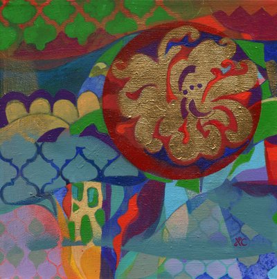 瞑想35》2017年頃（パネルにアクリル画） 作： Christina Saj