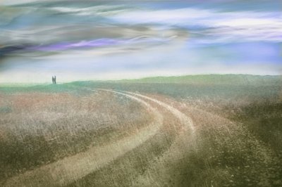 遠くの人影　紫色の空 作： Christina Sillen
