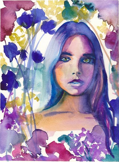 夢見がちな花を愛する女性 作： 