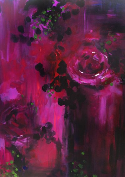 ムーディーなピンクの花々 作： 