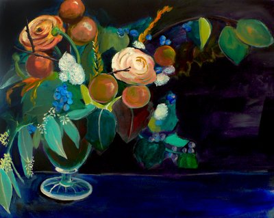 鮮やかな花の静物画 作： 