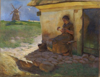 手紙を読む女の子 作： Christjern Schobius