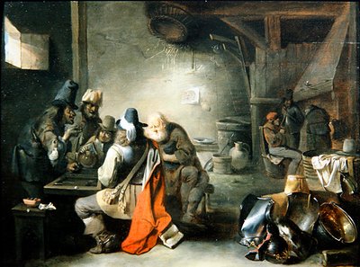 バックギャモンをしている人物のグループ（油彩・パネル） 作： Christoffel Jacobsz van der Lamen
